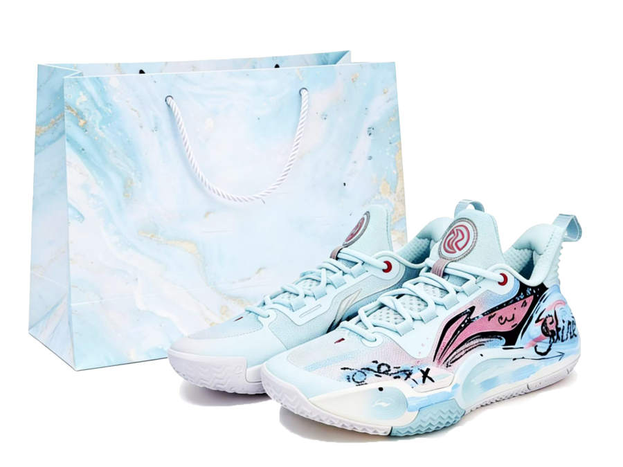 Li-Ning Li Ning Speed 9 Street Graffiti Fabric Cushioning Abrasion Resistant Slip Resistant Low top Basketball Shoes Unisex