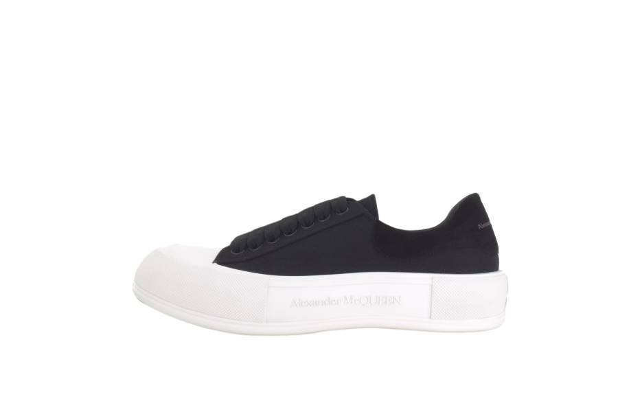 Alexander McQueen Deck Skate Plimsoll Lace Up 'Black White Sole'