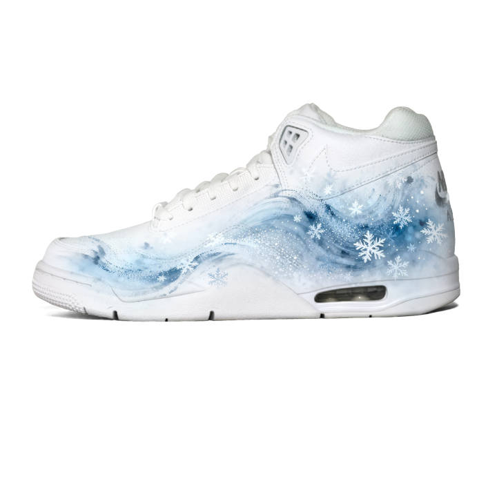 Nike Nike Flight Legacy Snowflake Slip Resistant Mid top Vintage Basketball Shoes Unisex White
