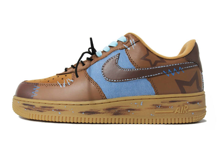 Nike Nike Air Force 1 Skateboard Shoes Unisex Low Top Brown Blue