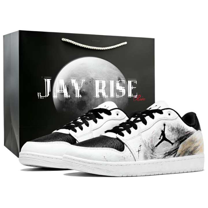 Jordan Jordan COURT CONNECT Skateboard Shoes Men's Low Top White Black Gold Ink Splatter