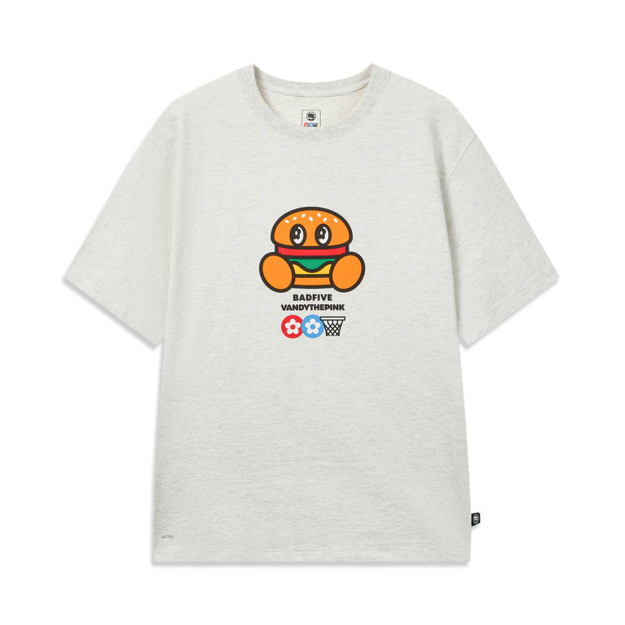 Li-Ning Li Ning T Shirts Men's Heather Gray Mist White Crew Neck Moderate Straight Fit