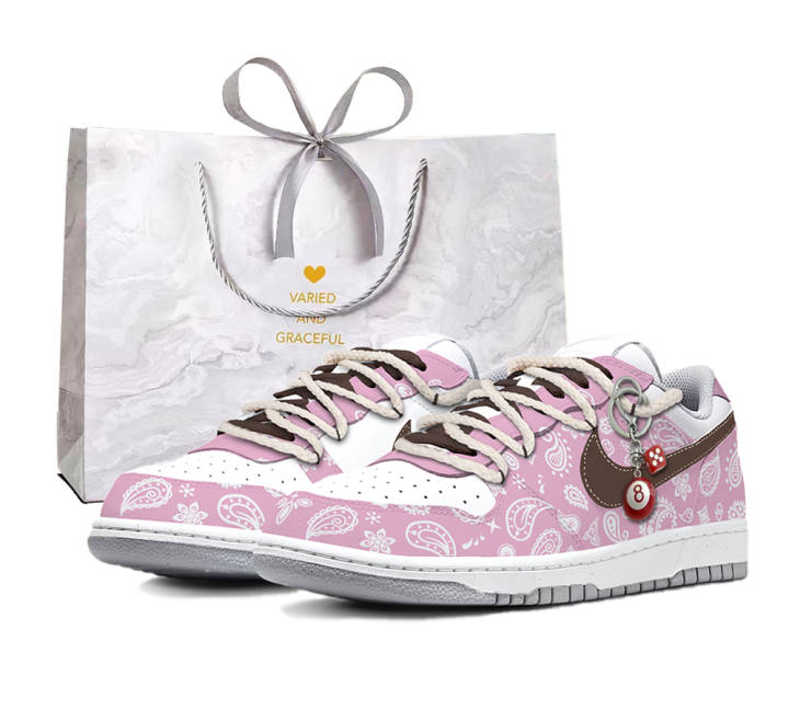 Nike Nike Big Dirty Pink Cashews Leather Slip Resistant Low top Skateboard Shoes Men's Pink