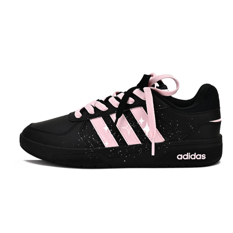 Adidas Neo Courtbeat Ink Splatter Starry Abrasion Resistant Low top Skateboard Shoes Unisex Black Pink