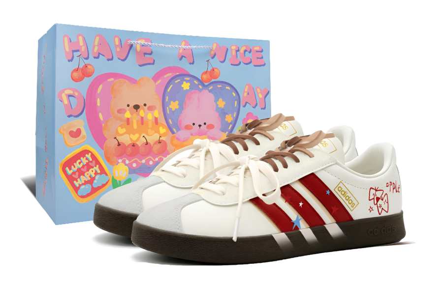 Adidas Adidas Vl Court Classic American Sweetheart Low top Skateboard Shoes Unisex Beige Red