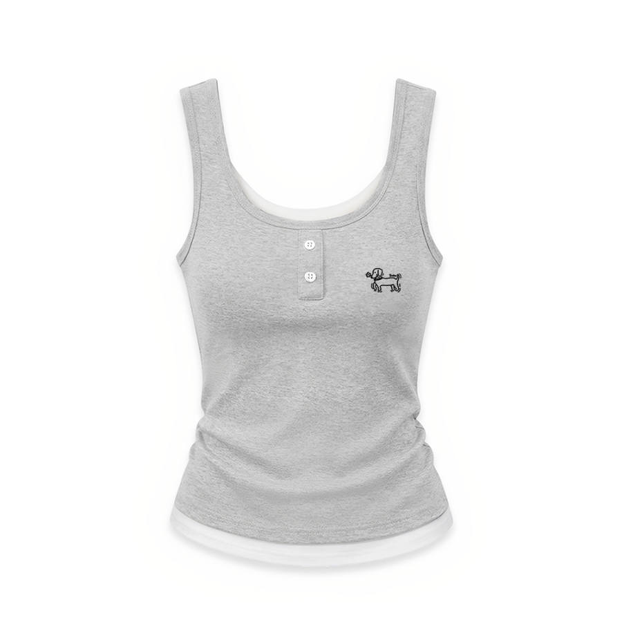 Tonlion Tank Tops Women's Double Collar Moderate Straight Fit