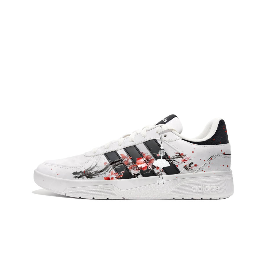 Adidas Neo Courtbeat Seeking Plum Blossom In The Snow, Chinese Style, Campus Style, Ink Wash, Dragon Pattern Fashion