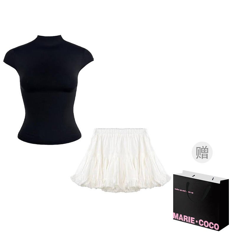 MARIE·COCO Two Piece Skirt Sets Women's Crew Neck Moderate Short Skirt