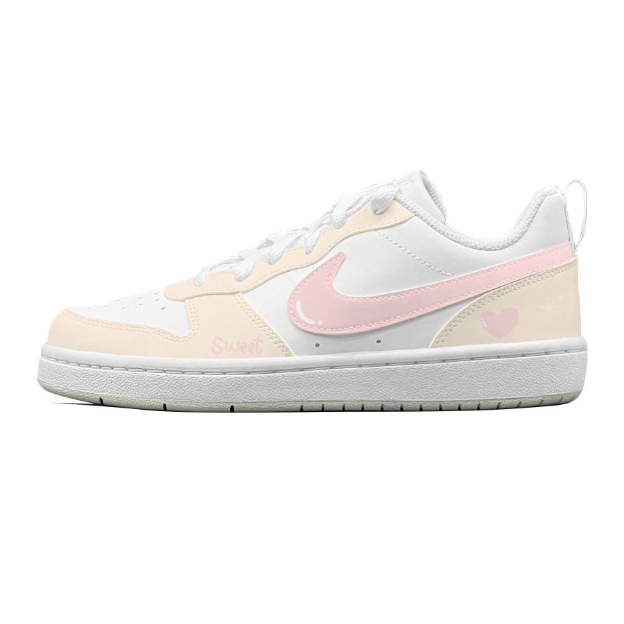 Nike Nike Court Milk White Heart Abrasion Resistant Low top Kids' Skateboarding Shoes Unisex