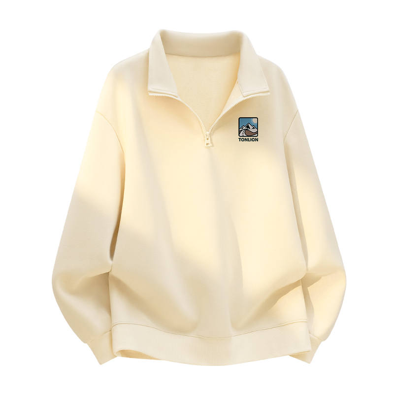 Tonlion Sweatshirts Unisex Stand Collar Moderate Regular
