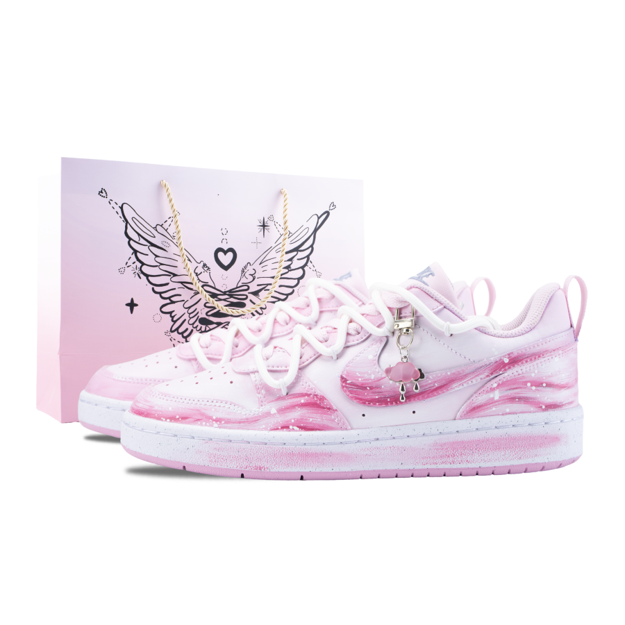 Nike Nike Court Borough Ripple Abrasion Resistant Low top Kids' Skateboarding Shoes Pink White Unisex