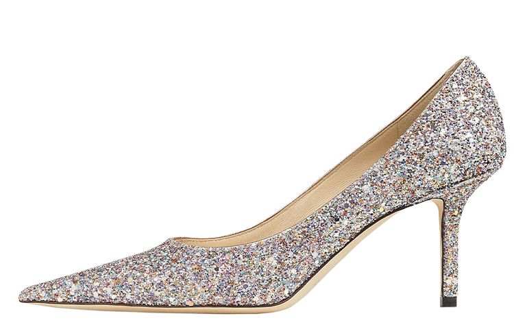 Jimmy Choo LOVE 65 Pointed Toe Slim Heel High Heels 6.5cm Women's Glitter Pink
