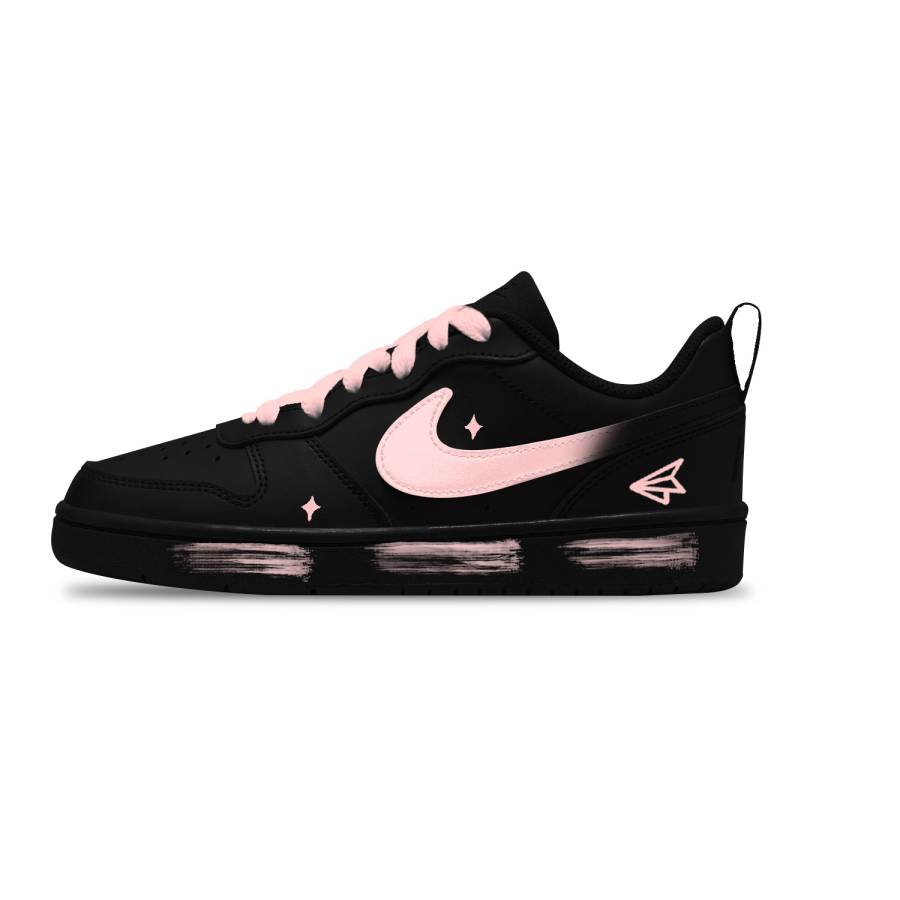 Nike Nike Court Borough Pink Plane Slip Resistant Abrasion Resistant Low top Kids' Skateboarding Shoes Black Unisex