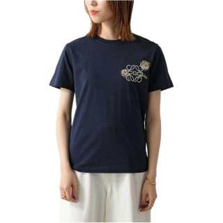 LOEWE T Shirts Women's Marine Blue Crew Neck Moderate Straight Fit