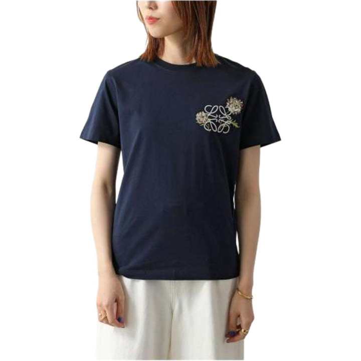 LOEWE LOEWE T Shirts Women's Marine Blue Crew Neck Moderate Straight Fit