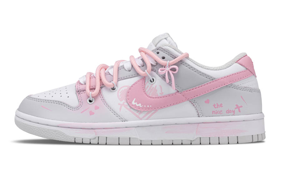 Nike Nike Dunk Girls' Generation Cushioning Abrasion Resistant Low top Skateboard Shoes Unisex Gray Pink