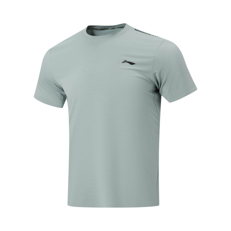 Li-Ning Li Ning Fitness Series T Shirts Men's Floating Stone Gray Crew Neck Moderate Straight Fit