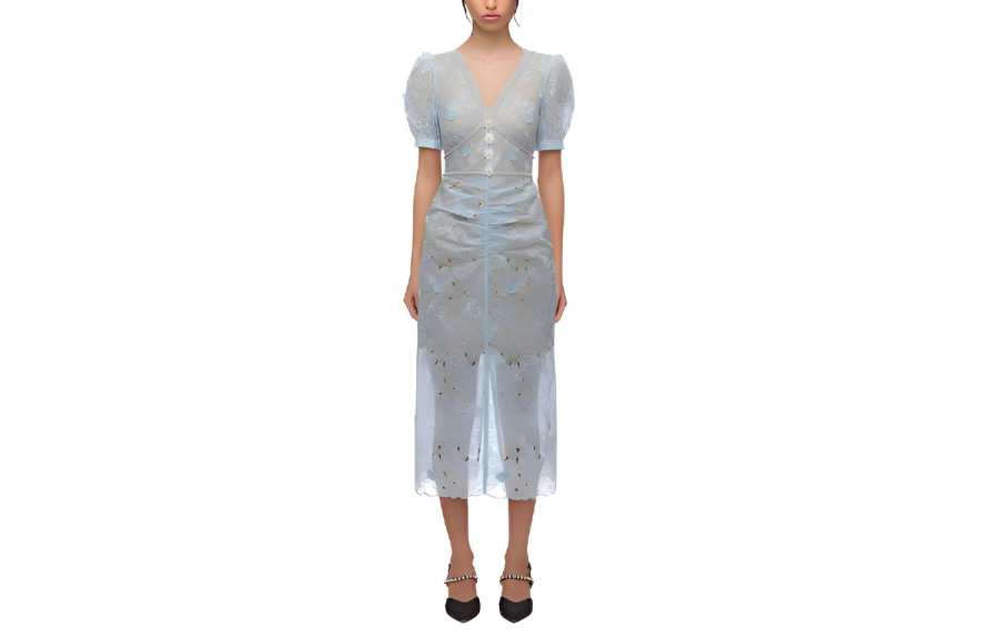 Self-portrait Self portrait FW21 Short Sleeved Dress Women's Blue