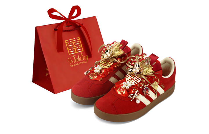 Adidas Custom Adidas Vl Court Classic Low top German Army Trainers Unisex Red