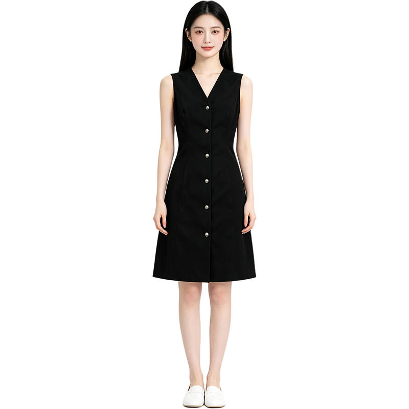 MARIE·COCO Sleeveless Dresses Women's Dress V Neck Moderate Short Skirt A Line Skirt