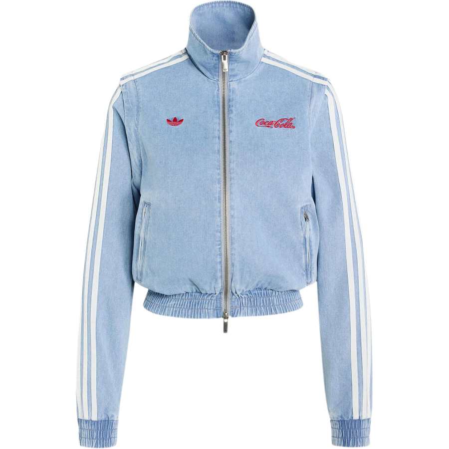 Adidas Originals X Coca Cola Firebird Denim Jackets Women's Light Denim Blue Stand Collar Moderate