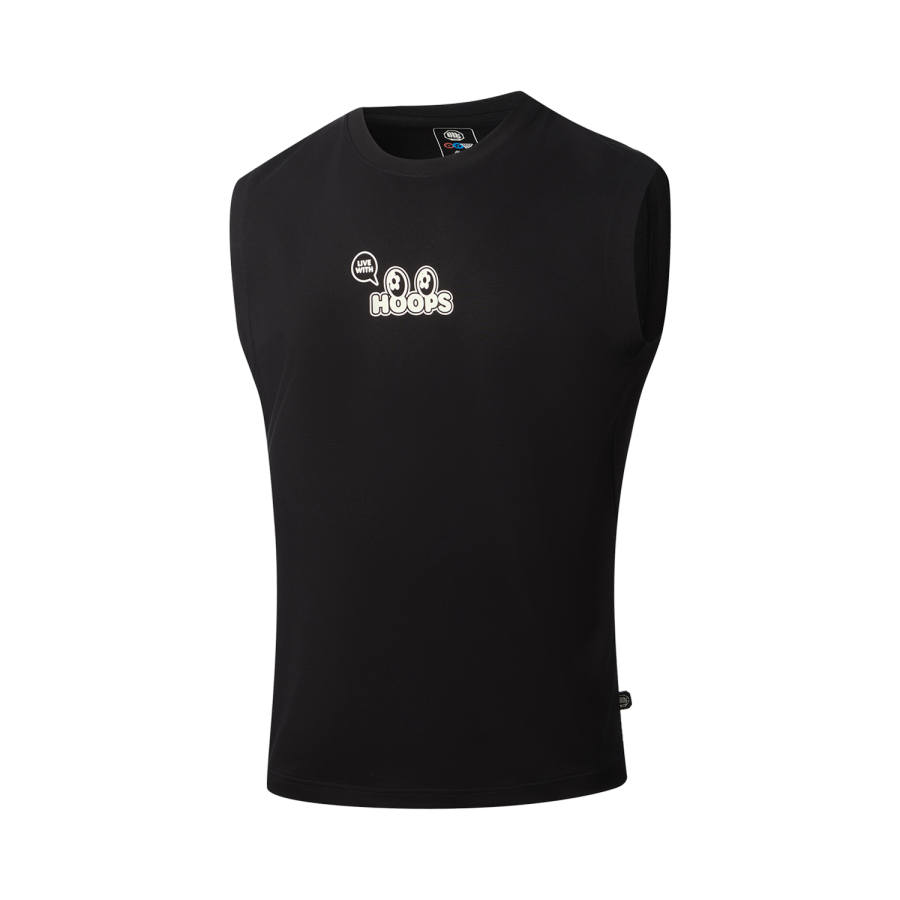 Li-Ning Li Ning Tank Tops Men's Black Crew Neck Moderate Straight Fit