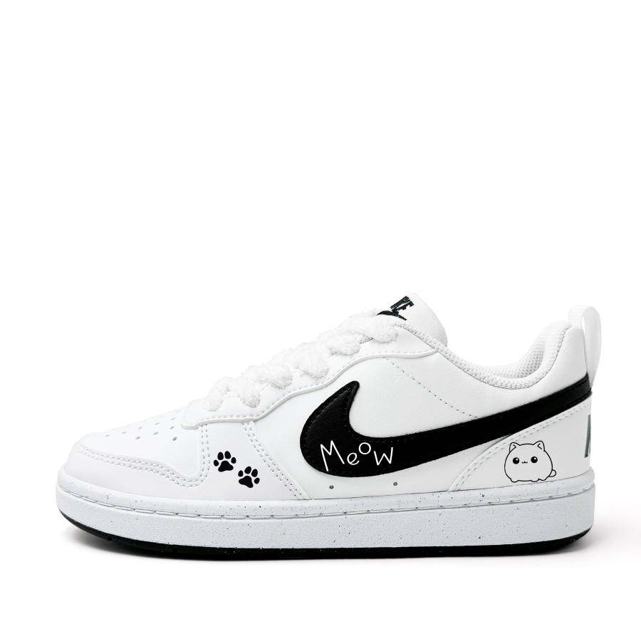 Nike Nike Court Borough Barbatos Kitten Synthetic Leather Abrasion Resistant Breathable Low top Kids' Skateboarding Shoes