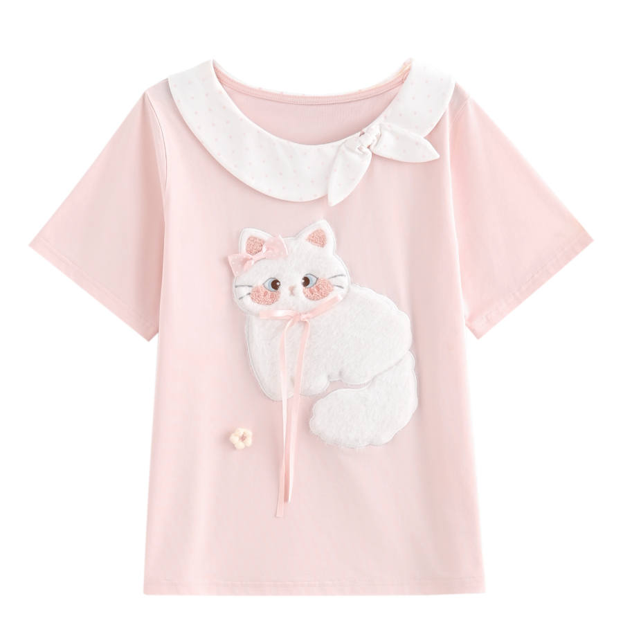 SNBL T Shirts Women's Pink Antibacterial/Cooling Peter Pan Collar Moderate