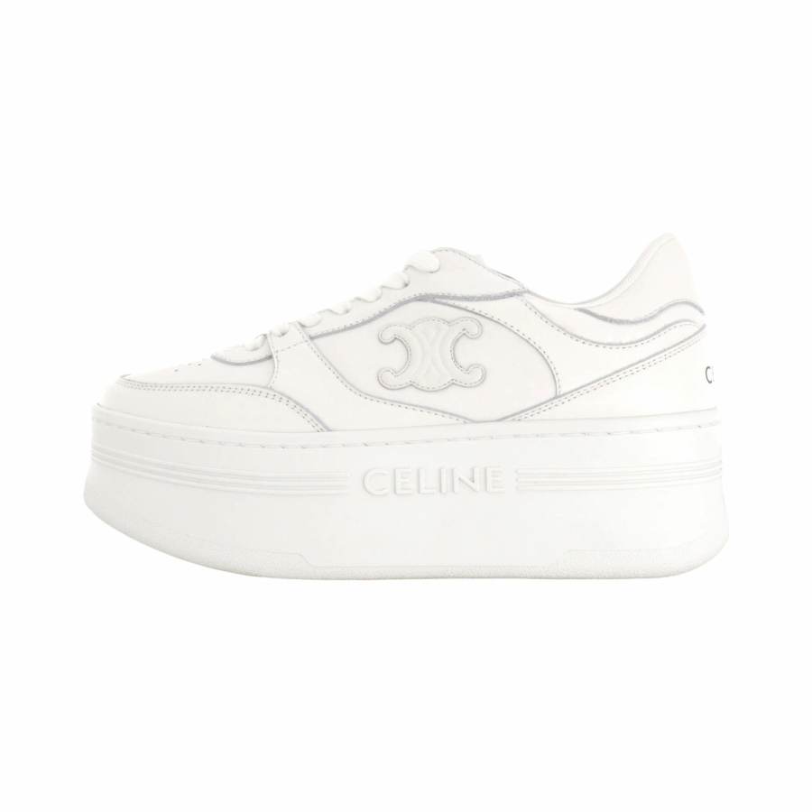 CELINE Triomphe Low top Skateboard Shoes Women's Optical White