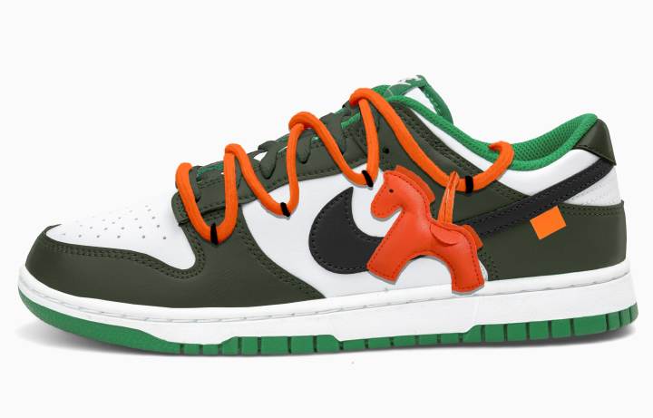 Nike Nike Dunk Low top Skateboard Shoes Men's Black Green Orange