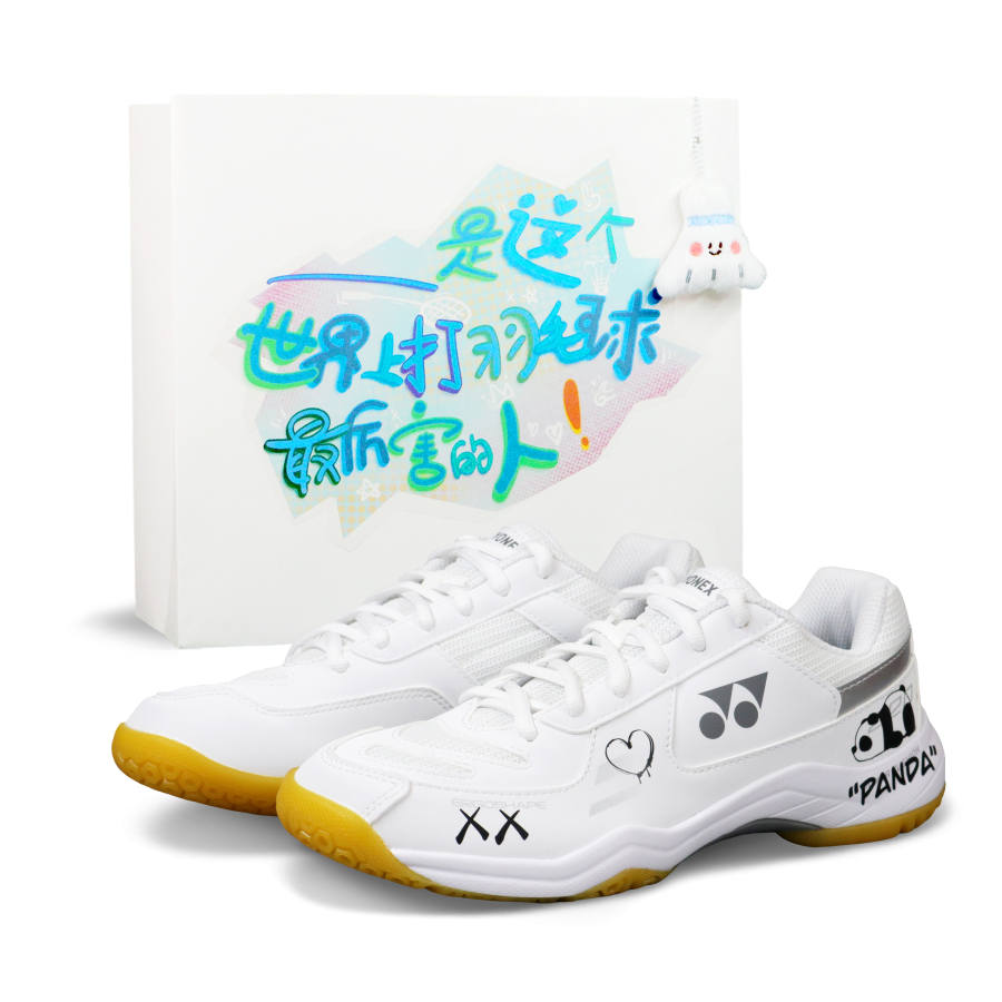 YONEX Power Cushion Cushioning Abrasion Resistant Breathable Low top Badminton Shoes Unisex White Silver Black