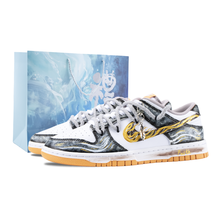 Nike Nike Dunk Akasagarbha Realm Abrasion Resistant Abrasion Resistant Skateboard Shoes Men's Gray Gold