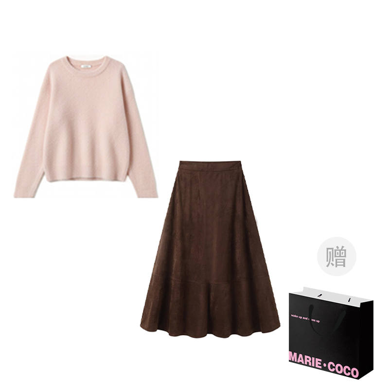 MARIE·COCO Two Piece Skirt Sets Women's Crew Neck Moderate Mid Length