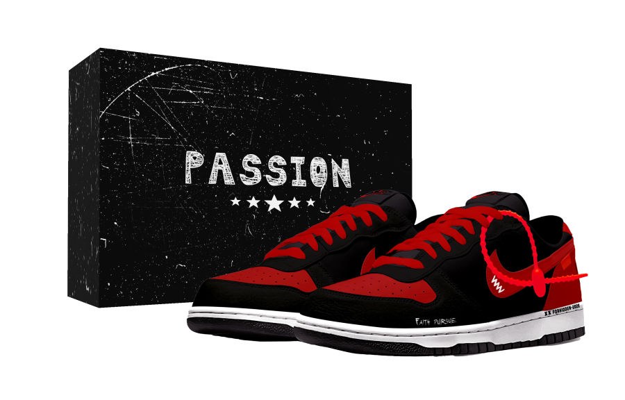 Nike Nike Big LEY Black Red Faith, Leather Slip Resistant Cushioning Low top Skateboard Shoes Men's Red Black