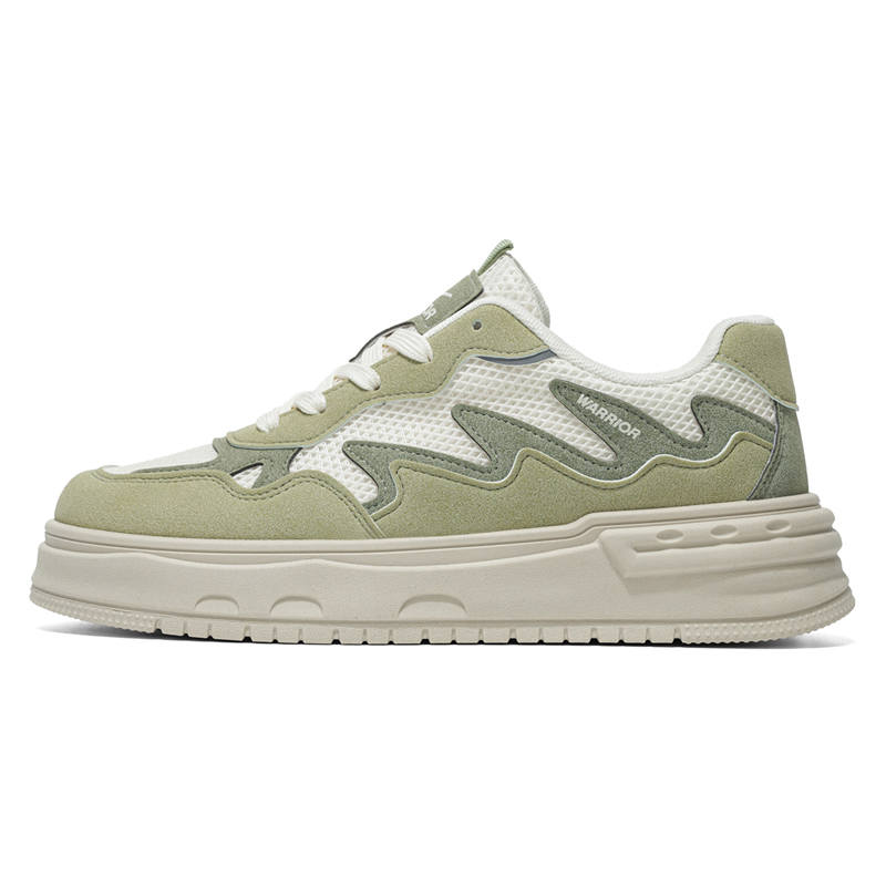 WARRIOR Skateboard Shoes Men's Low Top Black/Green Beige/Gray