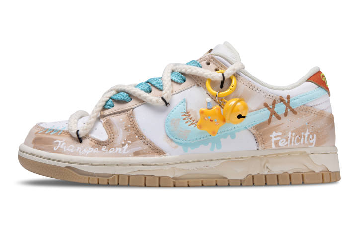 Nike Nike Dunk Skateboard Shoes Men's Low Top Beige & Blue & Orange & Yellow