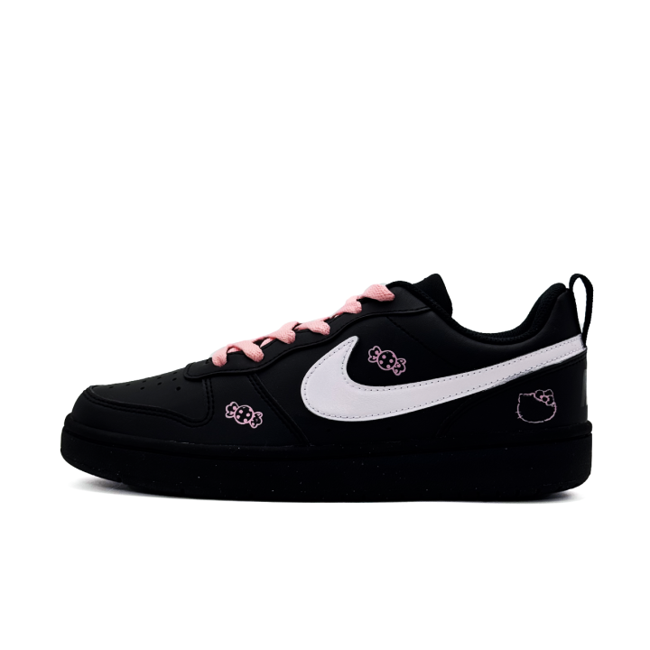 Nike Nike Court Borough Black Sugar Synthetic Leather Print Slip Resistant Waterproof Abrasion Resistant Balance Low top