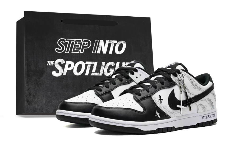 Nike Nike Dunk Black Crow Eternal, Fashionable, Cool Graffiti, Hand Painted Leather Abrasion Resistant Low top