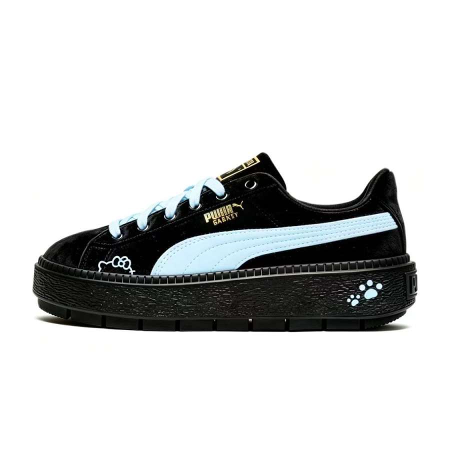 PUMA Platform Trace Slip Resistant, Abrasion Resistant, Height Increasing Low top Skateboard Shoes Women's Blue Black