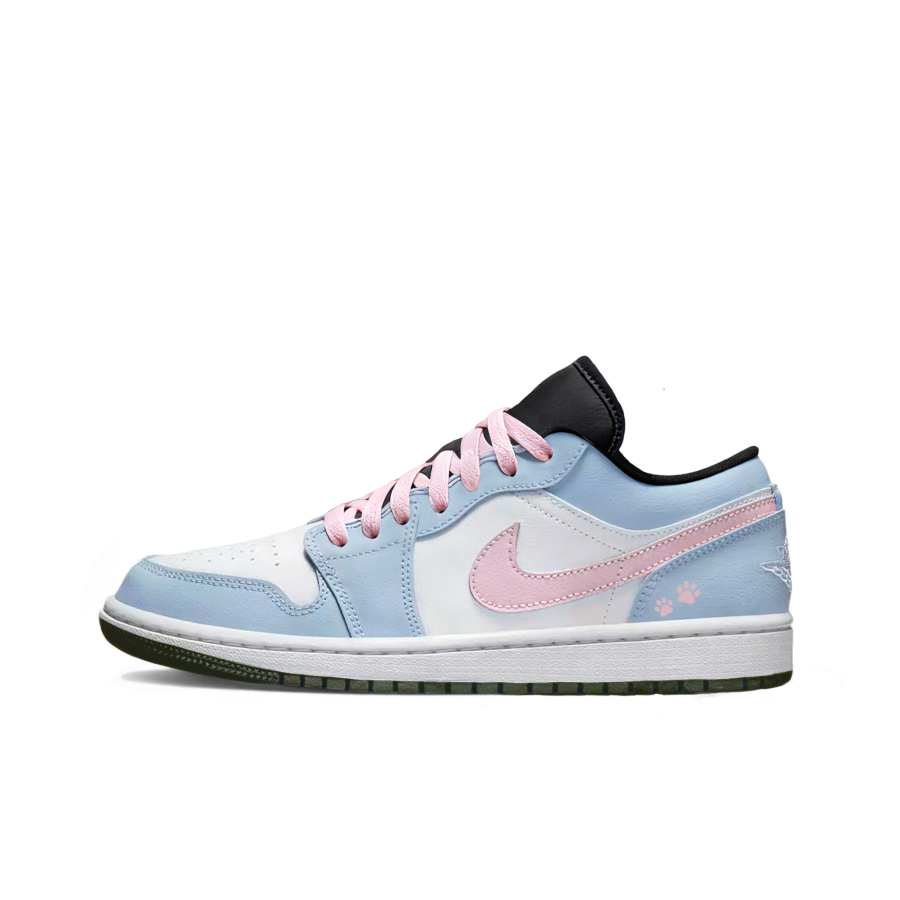 Jordan Jordan Air Jordan 1 Low Slip Resistant, Abrasion Resistant, Breathable Low top Children's Basketball Shoes Light Blue