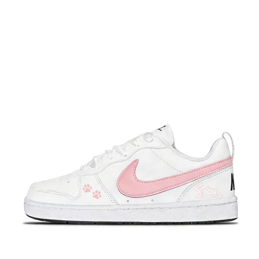 Nike Nike Court Borough Kitten Fishing Synthetic Leather Abrasion Resistant Breathable Low top Kids' Skateboarding Shoes