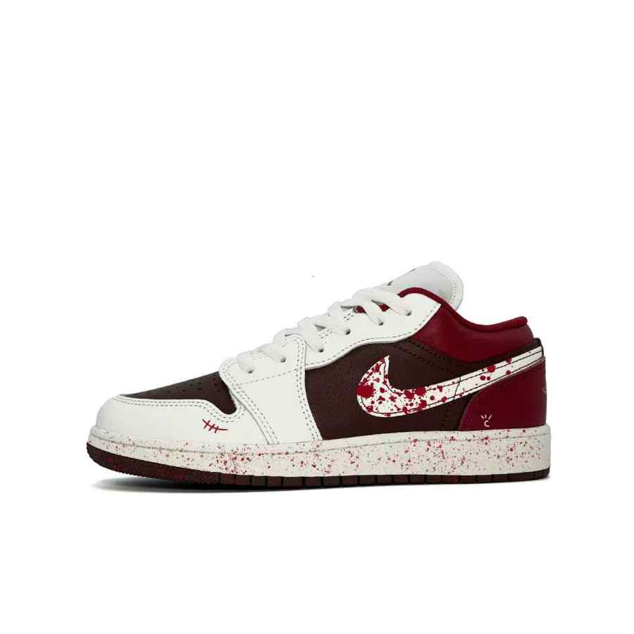 Jordan Jordan Air Jordan 1 Snow Moon Embrace Leather Abrasion Resistant Height Increasing Low top Children's Basketball Shoes