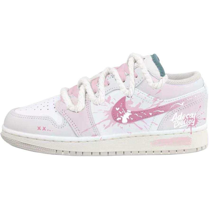 Jordan Jordan Air Jordan 1 Berry Milk White Leather Low top Children's Basketball Shoes Light Pink Unisex