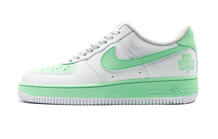 Nike Nike Air Force 1 Luxury Design Leather Abrasion Resistant Slip Resistant Low top Skateboard Shoes Men's White Green