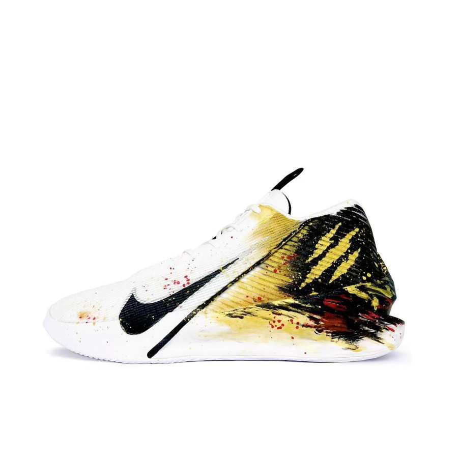 Nike Nike Cushioning Abrasion Resistant Slip Resistant High top Basketball Shoes Men's White Gold
