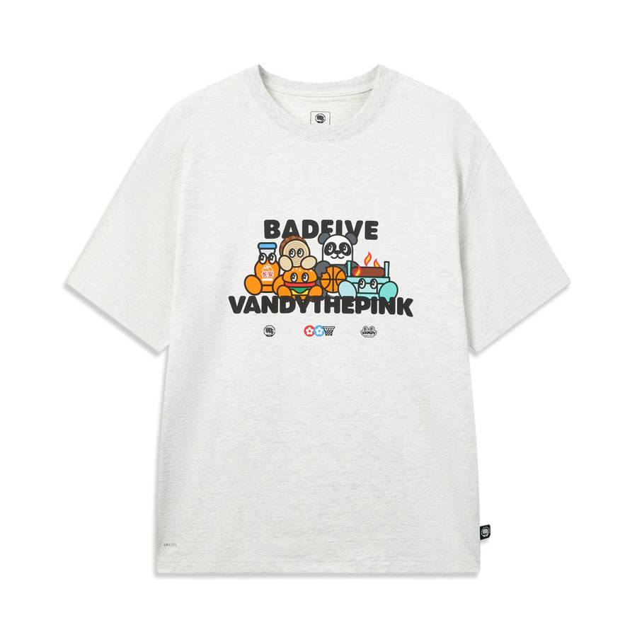 Li-Ning Li Ning T Shirts Men's Heather Gray Mist White Crew Neck Moderate Straight Fit