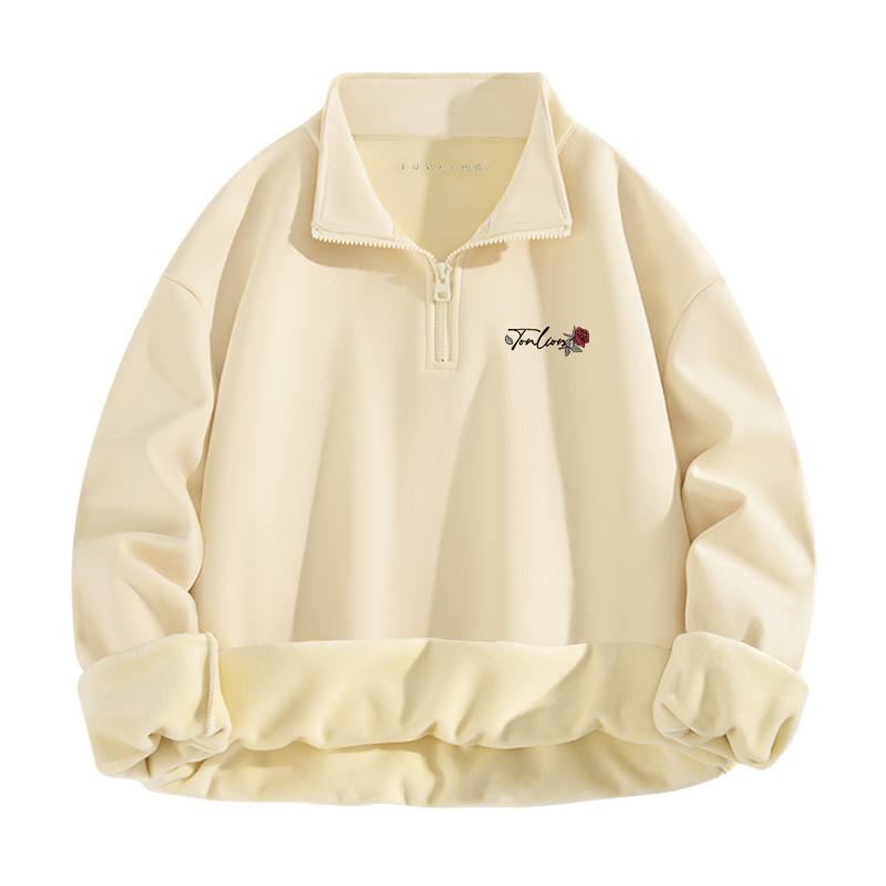 Tonlion Sweatshirts Unisex Stand Collar Moderate Regular