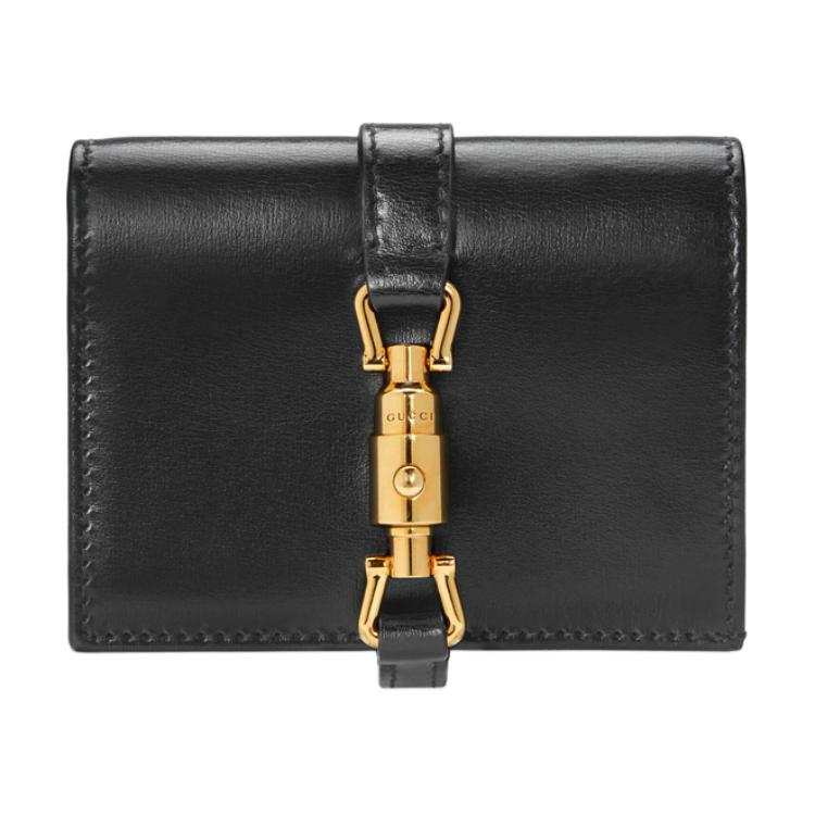 GUCCI Jackie 1961 Leather Clutch Card Holder, Wallet Small Women's Black