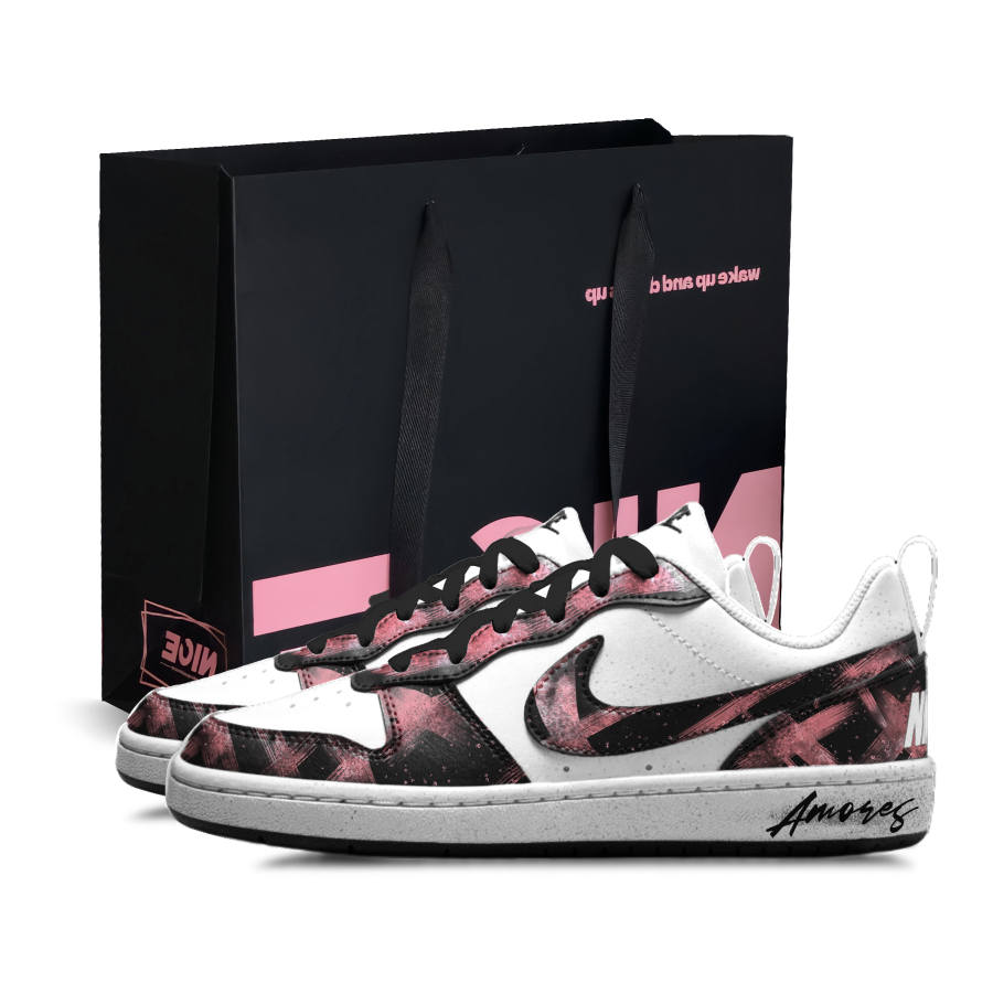 Nike Nike Court Borough X Pink Leather Abrasion Resistant Low top Kids' Skateboarding Shoes Pink Unisex