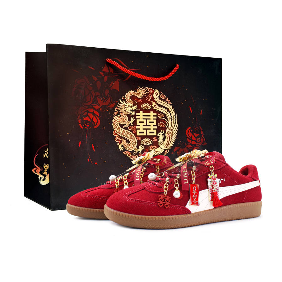 PUMA 9 T Suede Abrasion Resistant Slip Resistant Low top German Army Trainers Unisex Red